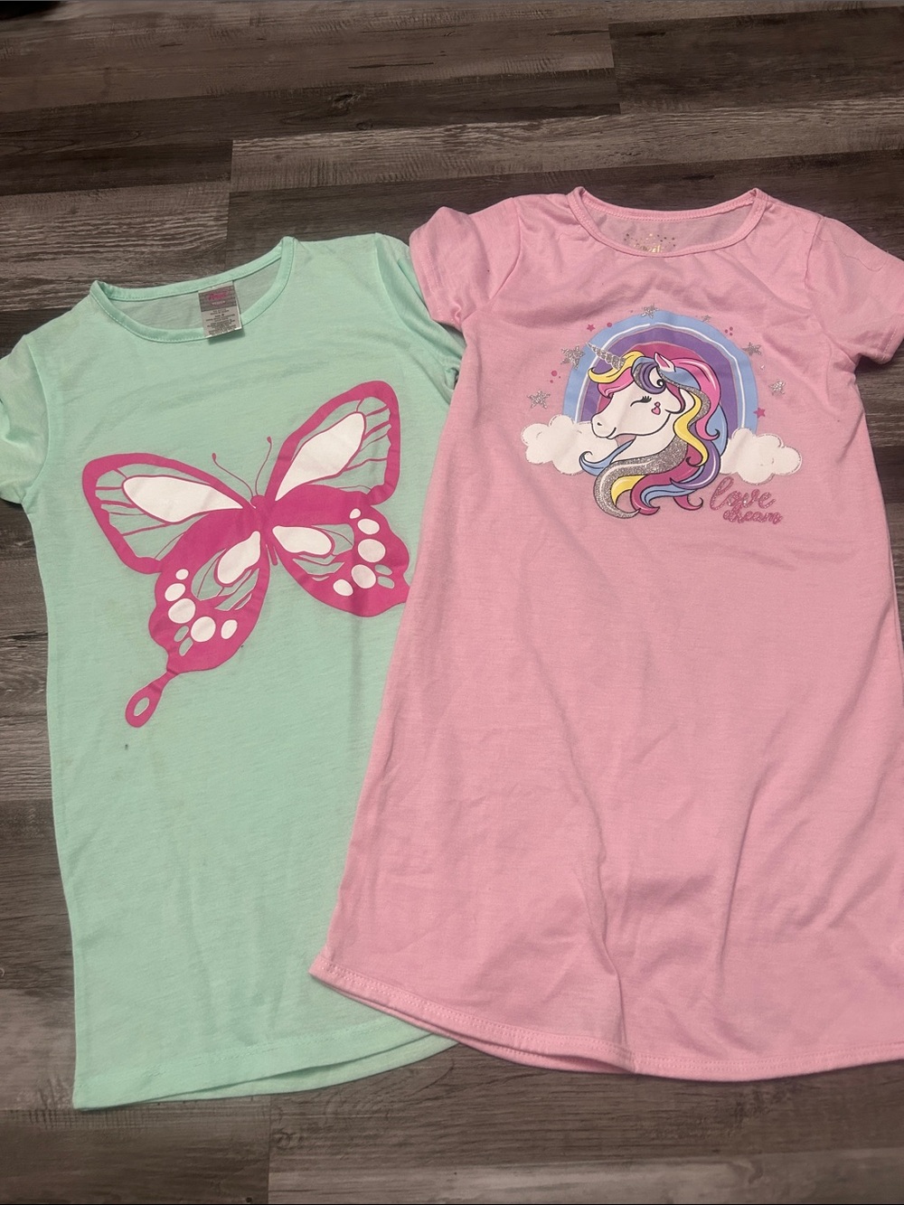 Source Unknown Kids Pajama Nightgowns - Mint Green & Pink Unicorn Butterfly Set